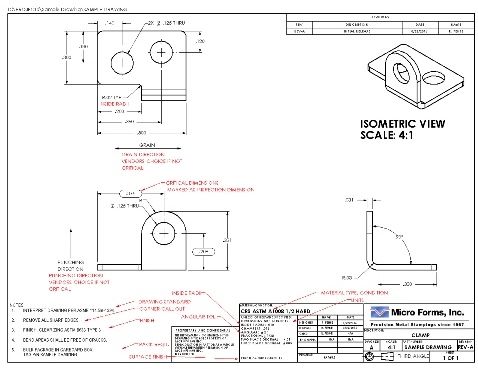 Sample Drawing of Stamped Metal Part